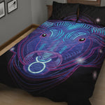 Dark Taurus Zodiac Sign Print Quilt Bed Set