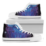 Dark Taurus Zodiac Sign Print White High Top Shoes