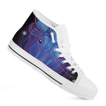 Dark Taurus Zodiac Sign Print White High Top Shoes