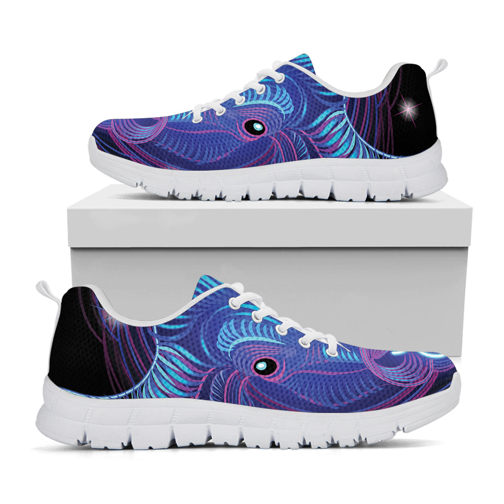 Dark Taurus Zodiac Sign Print White Sneakers