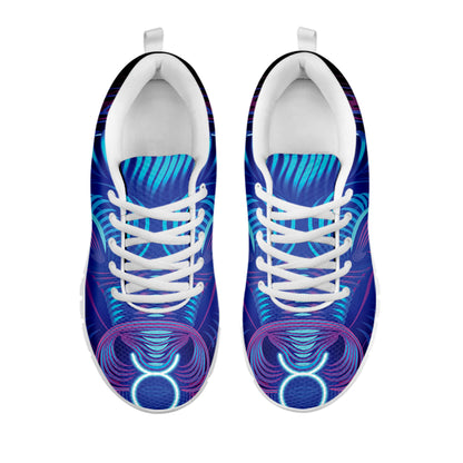 Dark Taurus Zodiac Sign Print White Sneakers