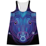 Dark Taurus Zodiac Sign Print Women's Racerback Tank Top