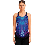 Dark Taurus Zodiac Sign Print Women's Racerback Tank Top