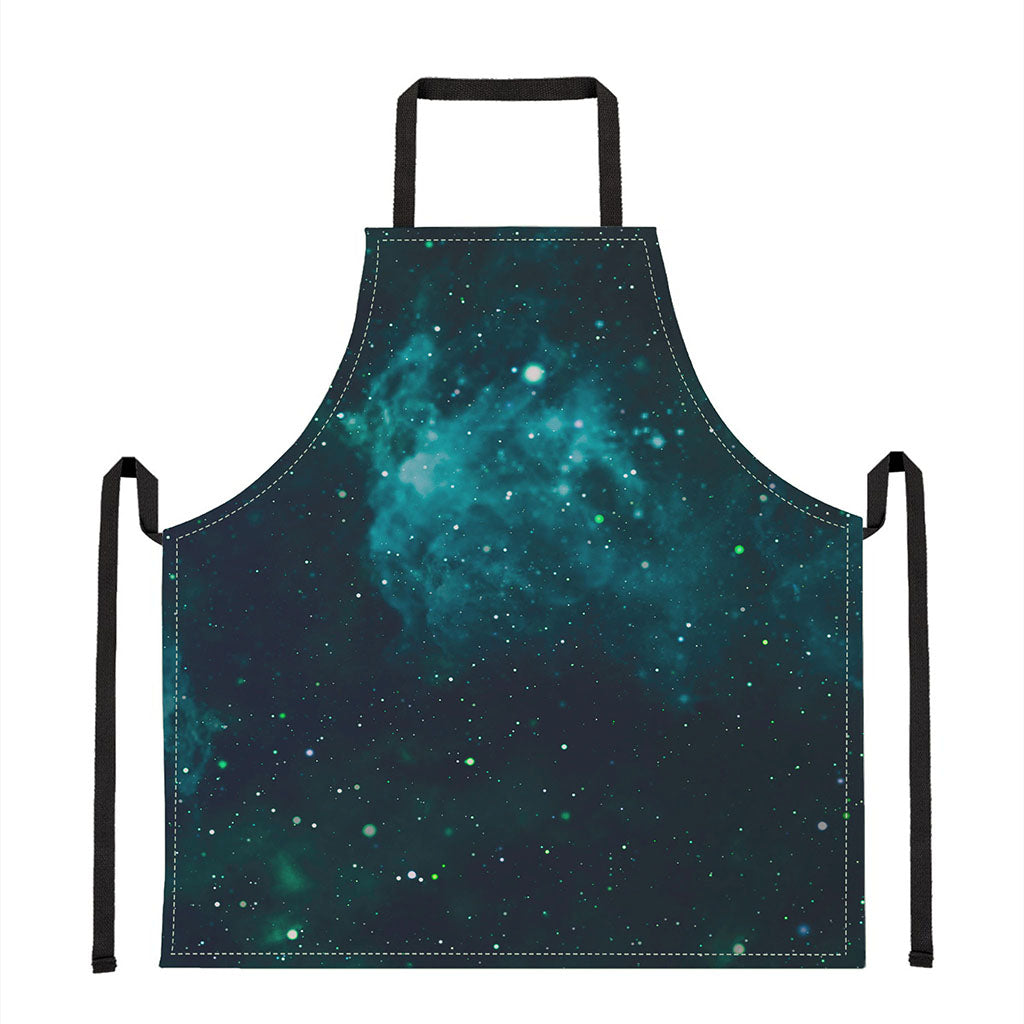 Dark Teal Galaxy Space Print Apron