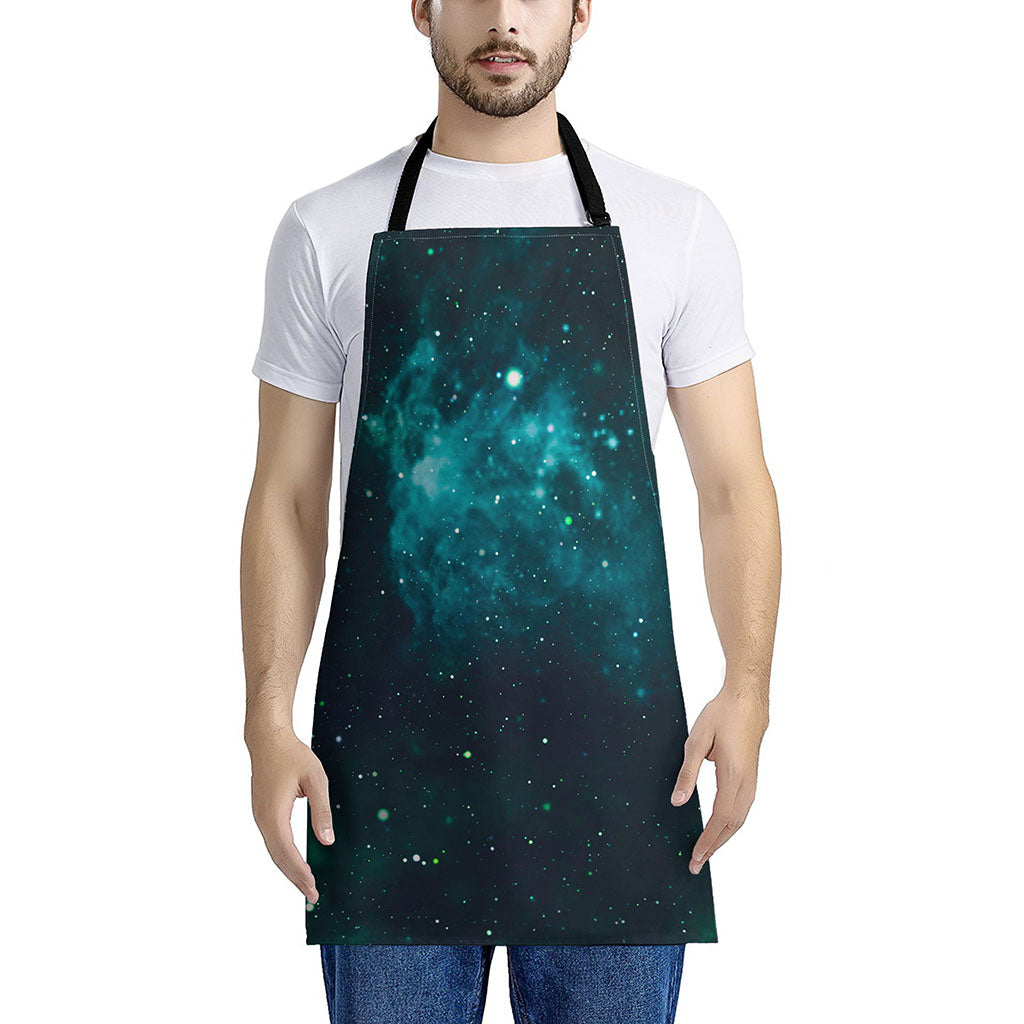 Dark Teal Galaxy Space Print Apron