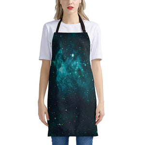 Dark Teal Galaxy Space Print Apron