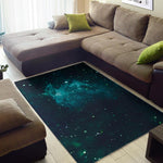 Dark Teal Galaxy Space Print Area Rug GearFrost