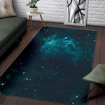 Dark Teal Galaxy Space Print Area Rug GearFrost