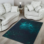 Dark Teal Galaxy Space Print Area Rug GearFrost