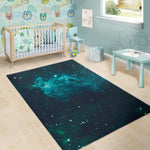 Dark Teal Galaxy Space Print Area Rug GearFrost