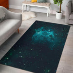Dark Teal Galaxy Space Print Area Rug GearFrost