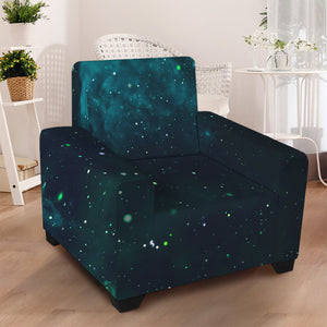 Dark Teal Galaxy Space Print Armchair Slipcover