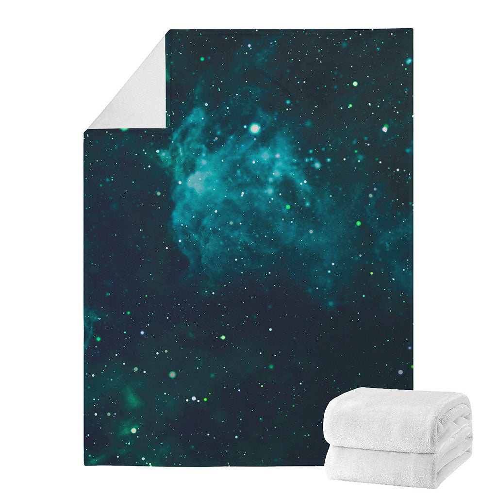 Dark Teal Galaxy Space Print Blanket