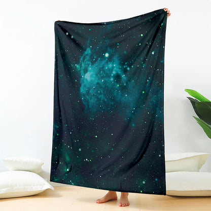 Dark Teal Galaxy Space Print Blanket