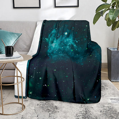 Dark Teal Galaxy Space Print Blanket