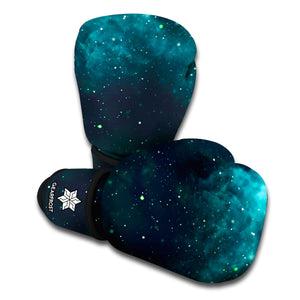 Dark Teal Galaxy Space Print Boxing Gloves