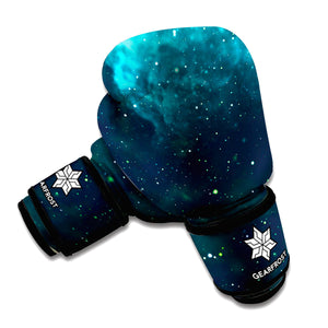 Dark Teal Galaxy Space Print Boxing Gloves