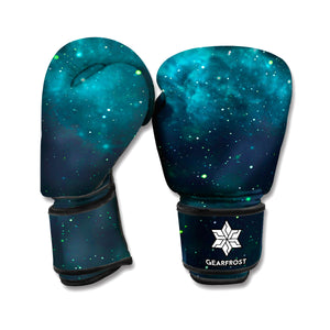 Dark Teal Galaxy Space Print Boxing Gloves