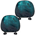 Dark Teal Galaxy Space Print Car Headrest Covers