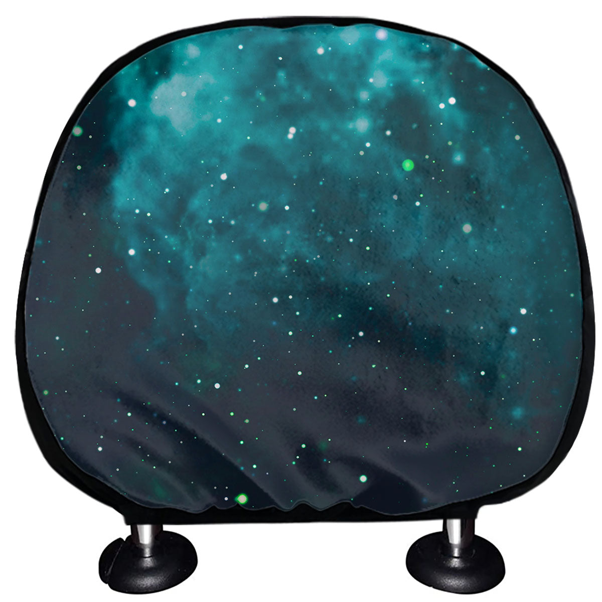 Dark Teal Galaxy Space Print Car Headrest Covers