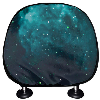 Dark Teal Galaxy Space Print Car Headrest Covers
