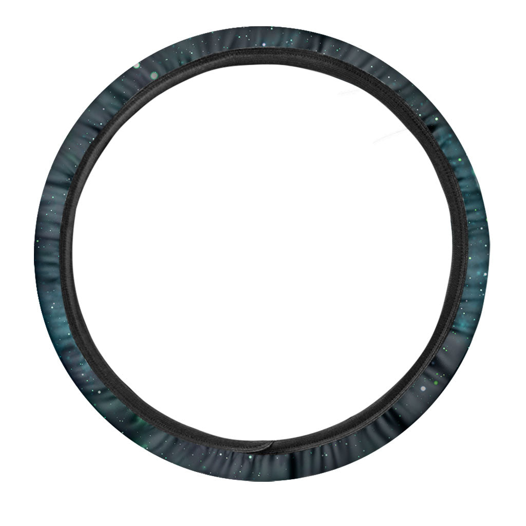 Dark Teal Galaxy Space Print Car Steering Wheel Cover