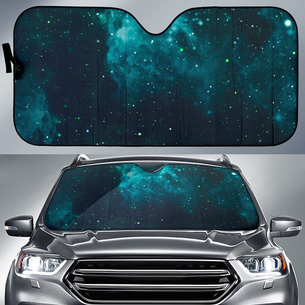 Dark Teal Galaxy Space Print Car Sun Shade GearFrost