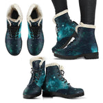Dark Teal Galaxy Space Print Comfy Boots GearFrost