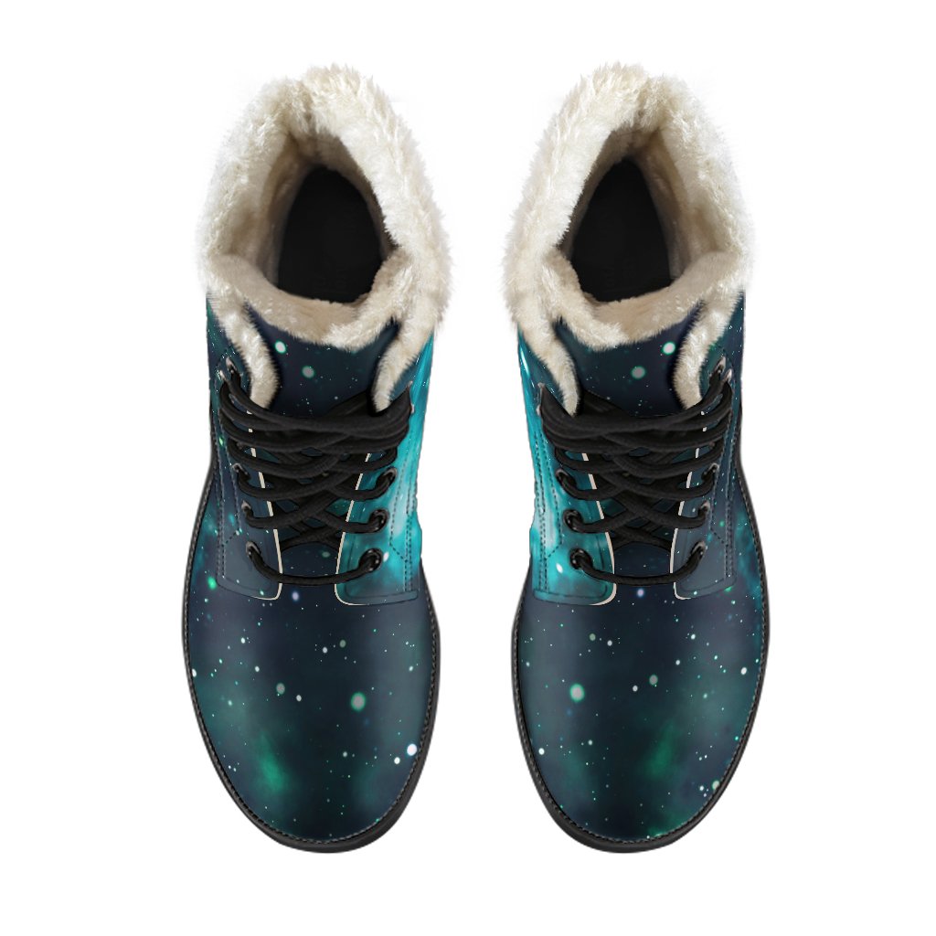 Dark Teal Galaxy Space Print Comfy Boots GearFrost