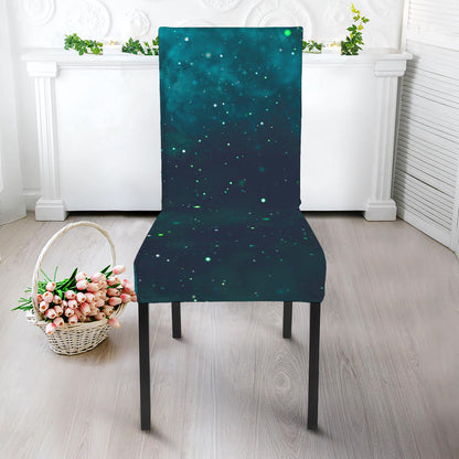 Dark Teal Galaxy Space Print Dining Chair Slipcover