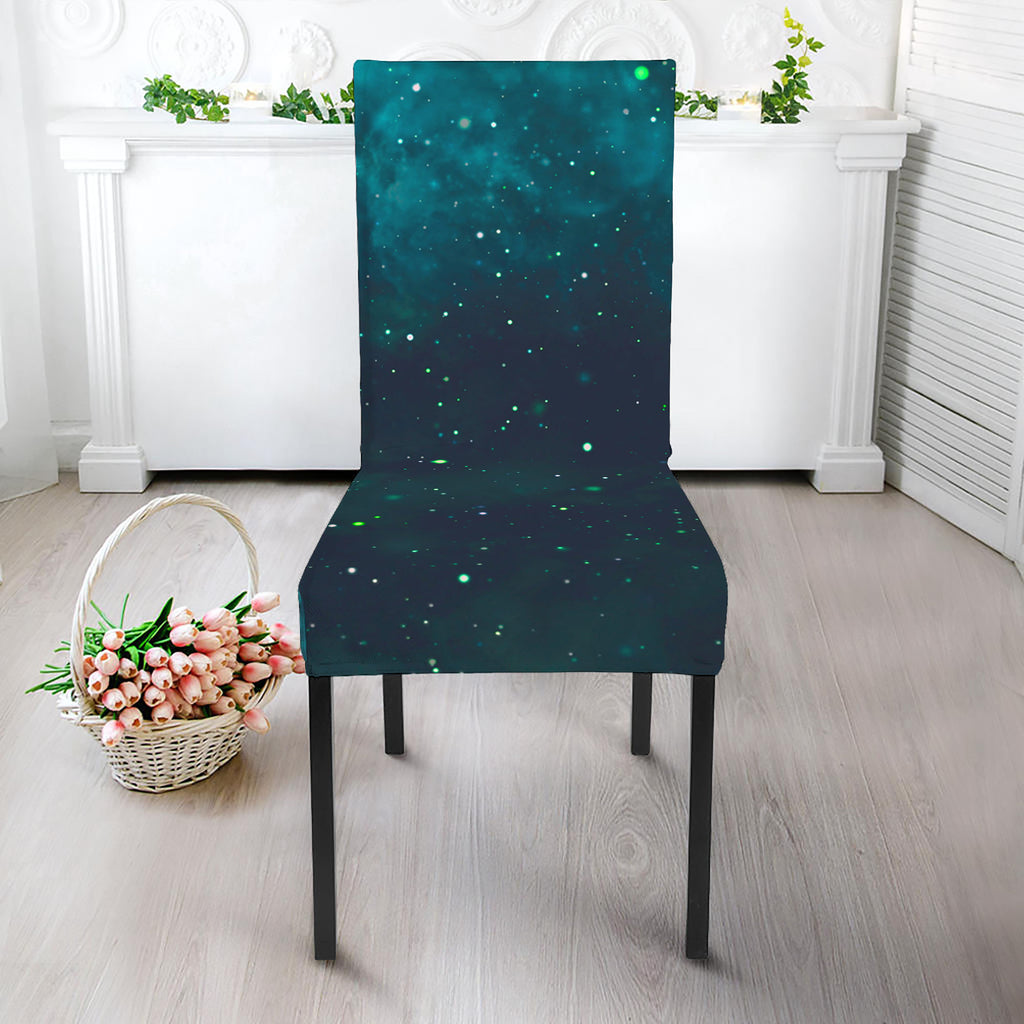 Dark Teal Galaxy Space Print Dining Chair Slipcover