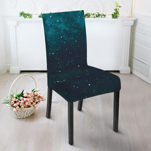 Dark Teal Galaxy Space Print Dining Chair Slipcover