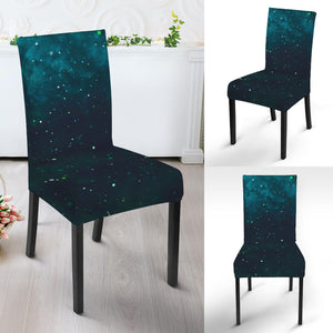 Dark Teal Galaxy Space Print Dining Chair Slipcover