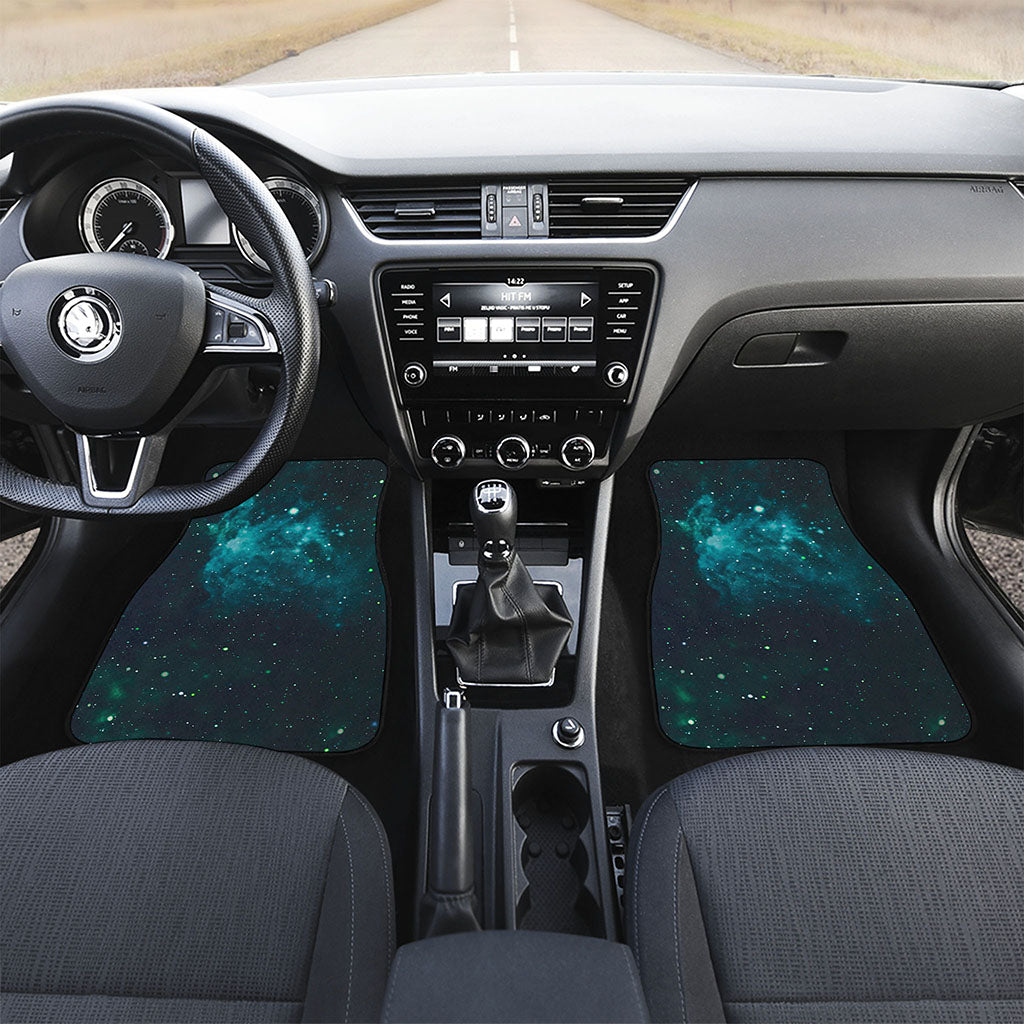 Dark Teal Galaxy Space Print Front and Back Car Floor Mats