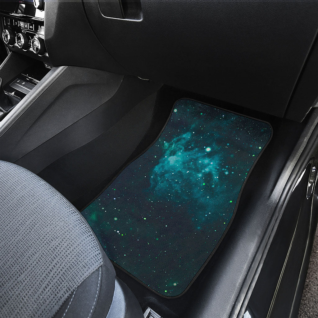 Dark Teal Galaxy Space Print Front and Back Car Floor Mats