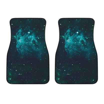 Dark Teal Galaxy Space Print Front Car Floor Mats