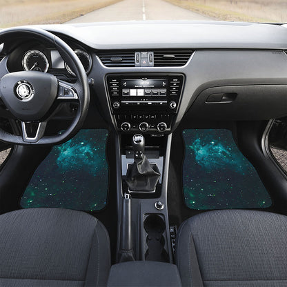 Dark Teal Galaxy Space Print Front Car Floor Mats