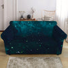 Dark Teal Galaxy Space Print Loveseat Slipcover