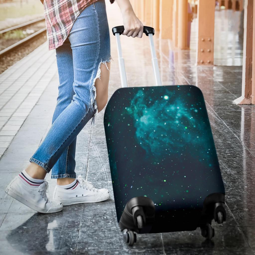 Dark Teal Galaxy Space Print Luggage Cover GearFrost