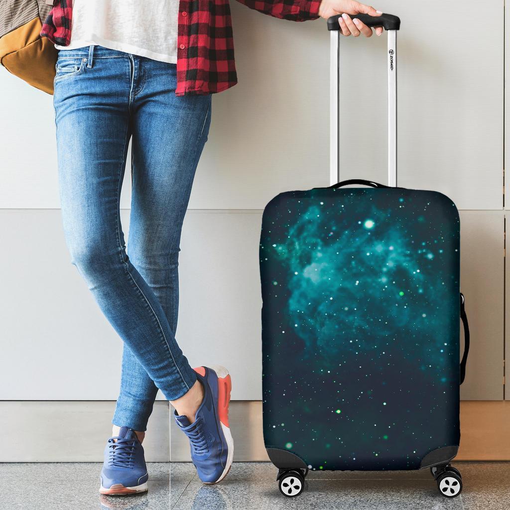 Dark Teal Galaxy Space Print Luggage Cover GearFrost