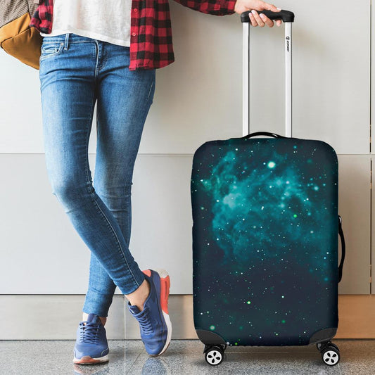 Dark Teal Galaxy Space Print Luggage Cover GearFrost