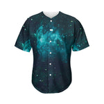 Dark Teal Galaxy Space Print Men's Baseball Jersey
