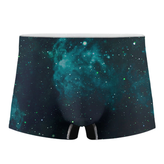 Dark Teal Galaxy Space Print Men's Boxer Briefs