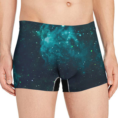 Dark Teal Galaxy Space Print Men's Boxer Briefs