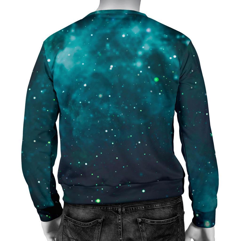 Dark Teal Galaxy Space Print Men's Crewneck Sweatshirt GearFrost