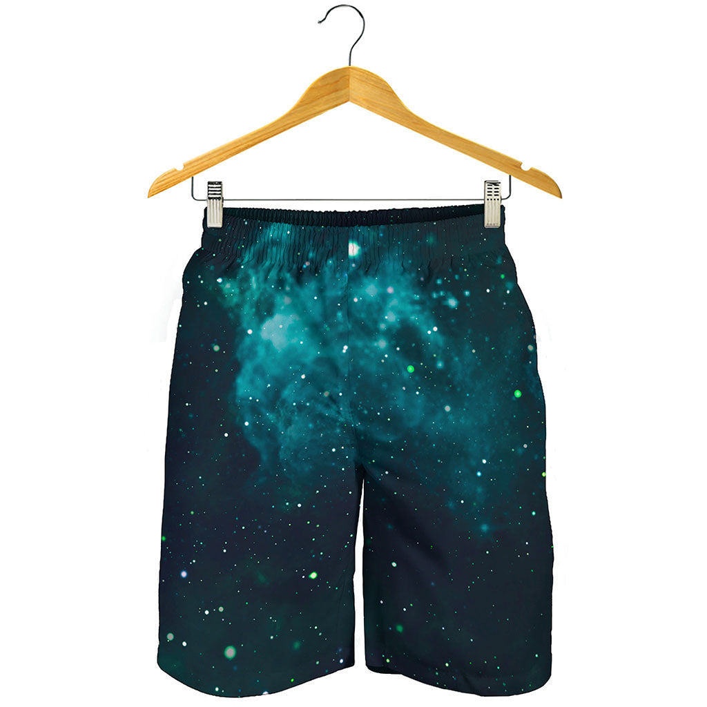 Dark Teal Galaxy Space Print Men's Shorts