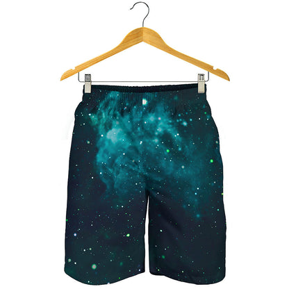 Dark Teal Galaxy Space Print Men's Shorts