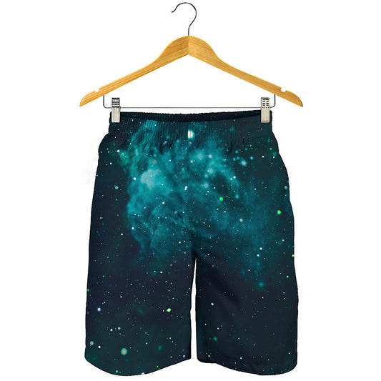 Dark Teal Galaxy Space Print Men's Shorts