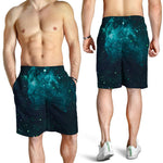 Dark Teal Galaxy Space Print Men's Shorts