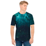 Dark Teal Galaxy Space Print Men's T-Shirt